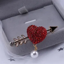 Fashion Pearl Love Shaped Crystal Hijab Pin